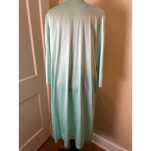 Vanity Fair Vintage Nightgown Button Up Large Green Robe Long Retro - Picture 4 of 5